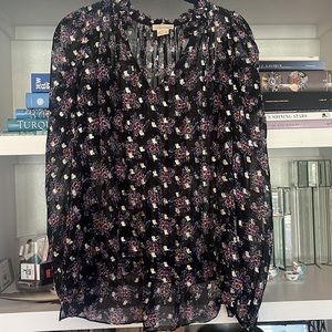 Shoshanna Black floral coup de fil silk top sz S
